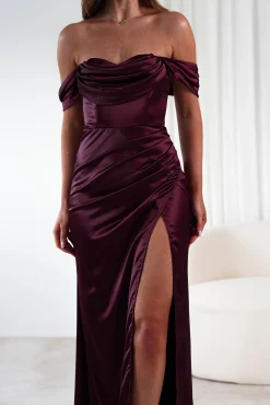 Monica Off The Shoulder Gown | Wine