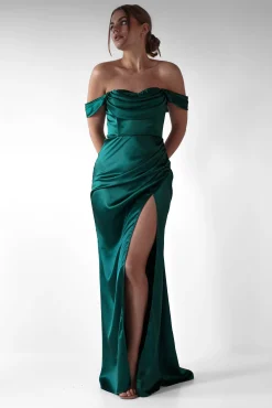 Monica Off The Shoulder Gown | Emerald Green