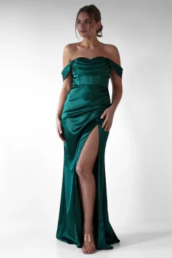 Monica Off The Shoulder Gown | Emerald Green