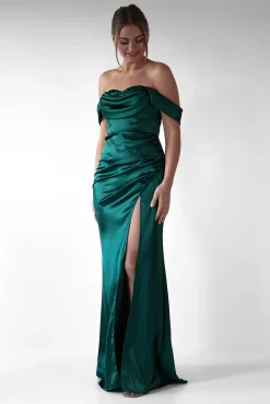 Monica Off The Shoulder Gown | Emerald Green