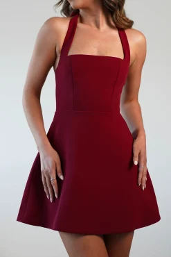 Morocco Halterneck Mini Dress | Wine