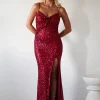 Narissa Sequin Maxi Gown | Red