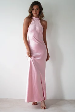 Natalia Soft Satin Maxi Dress | Pink