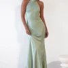 Natalia Soft Satin Maxi Dress | Sage Green