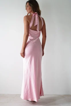 Natalia Soft Satin Maxi Dress | Pink