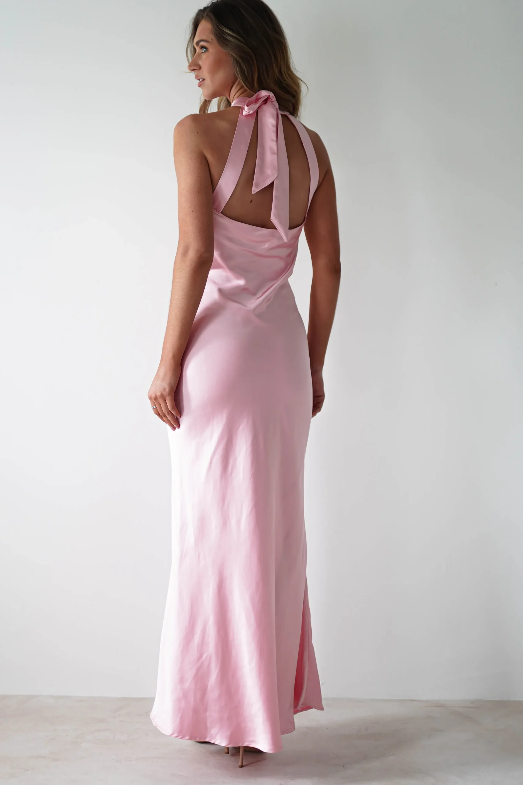 Natalia Soft Satin Maxi Dress | Pink