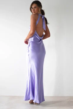 Natalia Soft Satin Maxi Dress | Lavendar