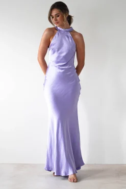 Natalia Soft Satin Maxi Dress | Lavendar