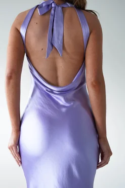 Natalia Soft Satin Maxi Dress | Lavendar