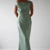 Nela Soft Off The Shoulder Maxi Dress | Sage