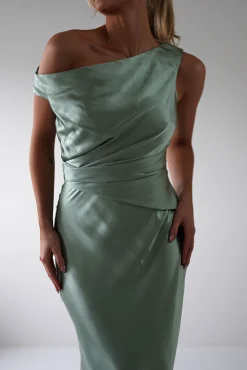 Nela Soft Off The Shoulder Maxi Dress | Sage