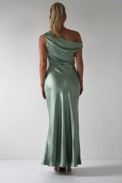 Nela Soft Off The Shoulder Maxi Dress | Sage