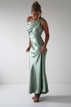 Nela Soft Off The Shoulder Maxi Dress | Sage