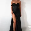 Nicolette Soft Satin Maxi Gown | Black