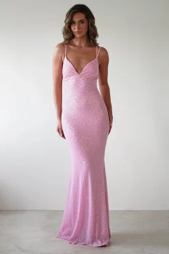 Nina Beaded Bodycon Gown | Pink