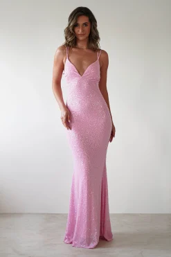 Nina Beaded Bodycon Gown | Pink