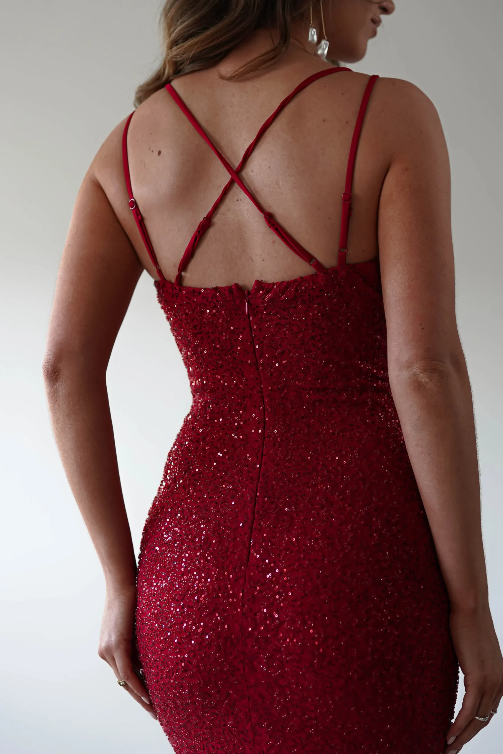 Nina Beaded Bodycon Gown | Red