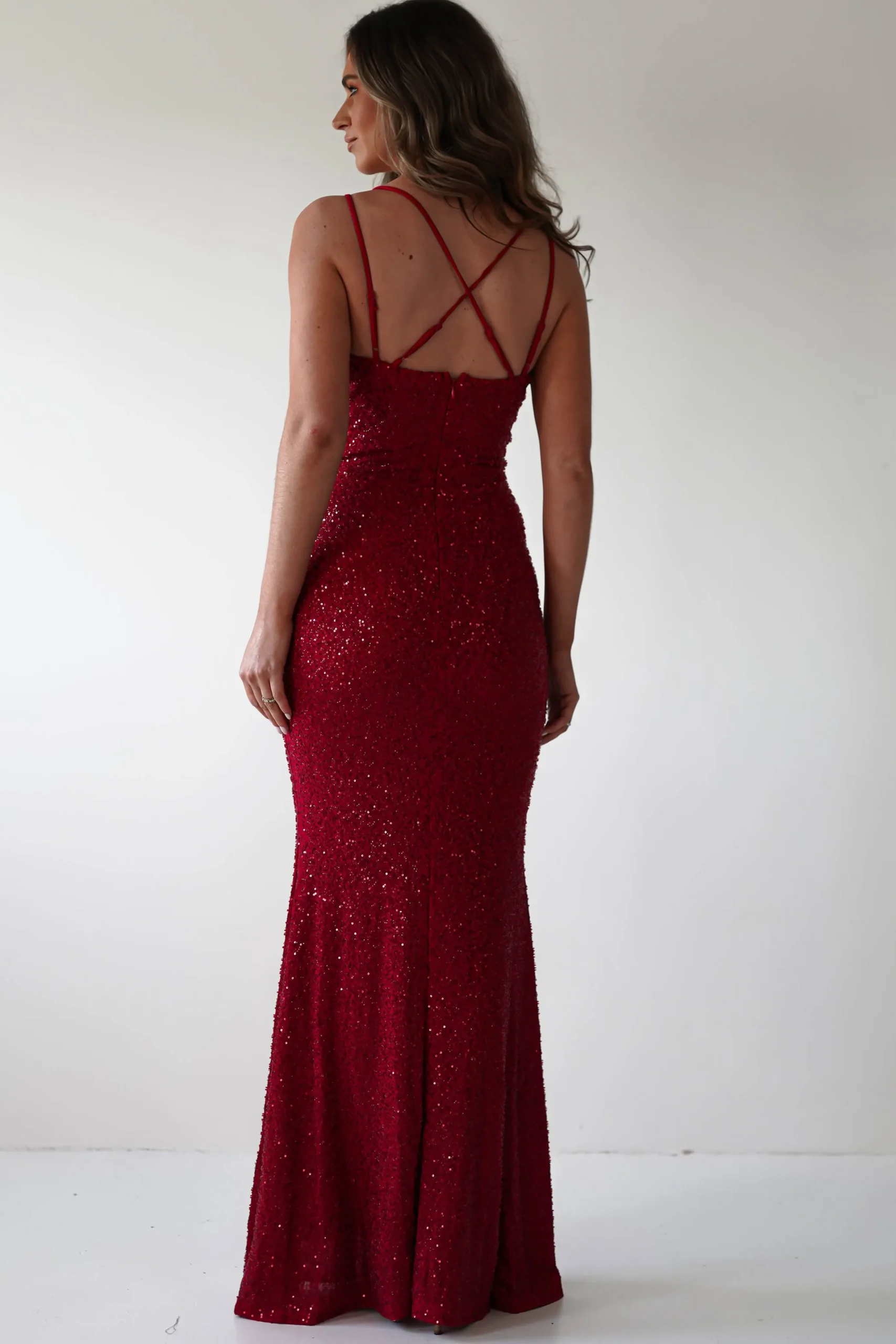 Nina Beaded Bodycon Gown | Red