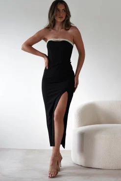 Nylia Strapless Bodycon Maxi Dress | Black