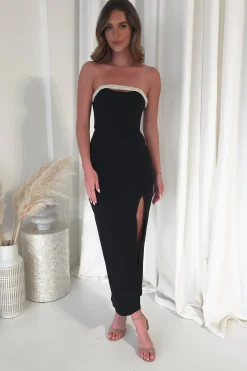 Nylia Strapless Bodycon Maxi Dress | Black