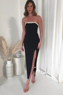 Nylia Strapless Bodycon Maxi Dress | Black