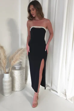 Nylia Strapless Bodycon Maxi Dress | Black