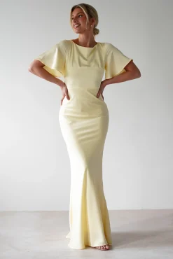 Olivia Soft Matte Satin Maxi Dress | Yellow