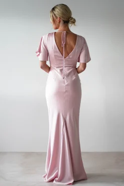 Olivia Soft Matte Satin Maxi Dress | Blush Pink
