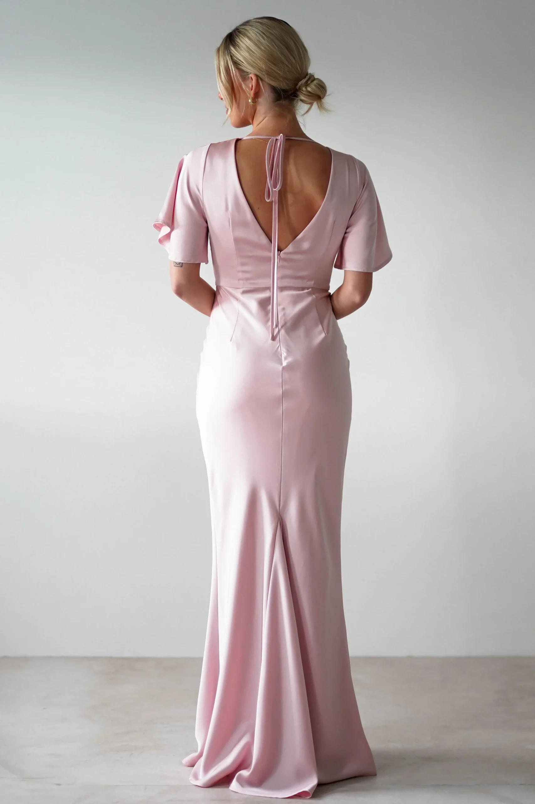 Olivia Soft Matte Satin Maxi Dress | Blush Pink