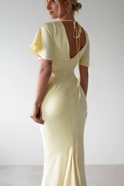 Olivia Soft Matte Satin Maxi Dress | Yellow
