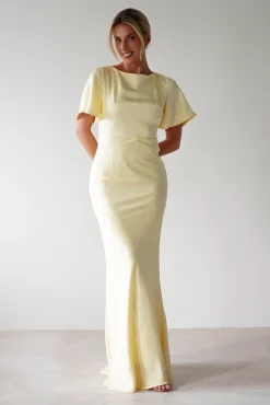 Olivia Soft Matte Satin Maxi Dress | Yellow