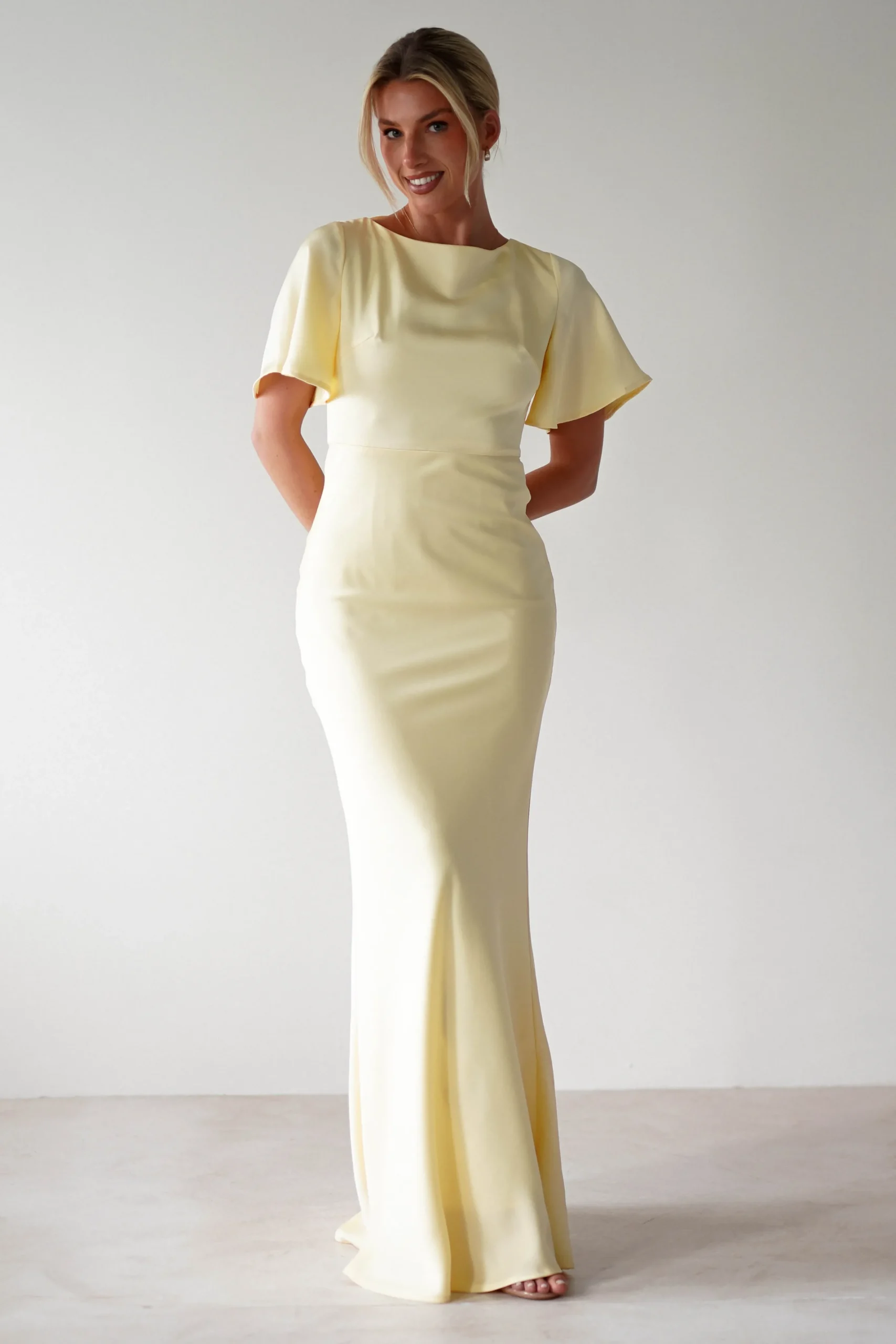 Olivia Soft Matte Satin Maxi Dress | Yellow
