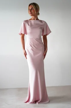 Olivia Soft Matte Satin Maxi Dress | Blush Pink