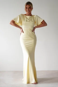 Olivia Soft Matte Satin Maxi Dress | Yellow