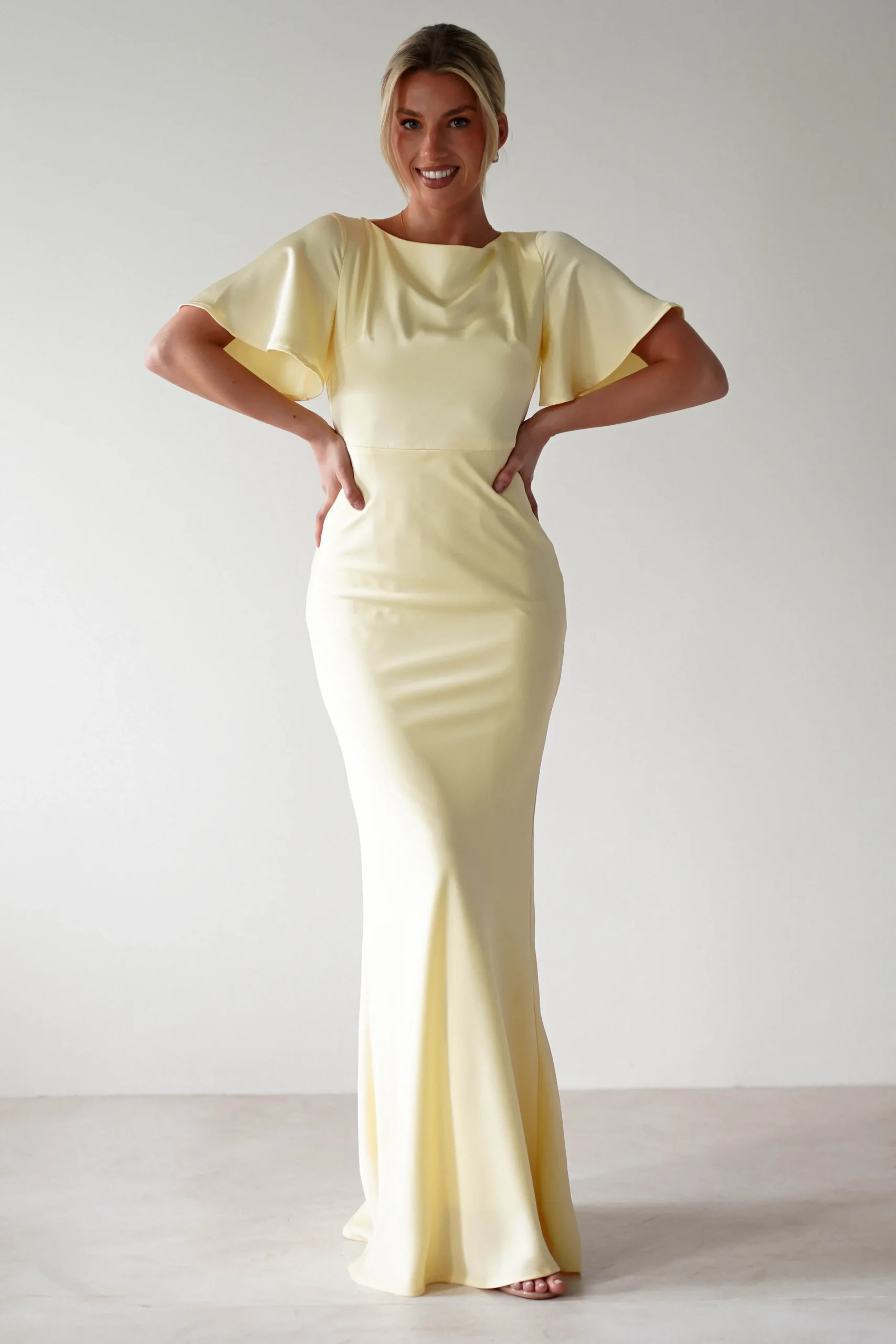 Olivia Soft Matte Satin Maxi Dress | Yellow