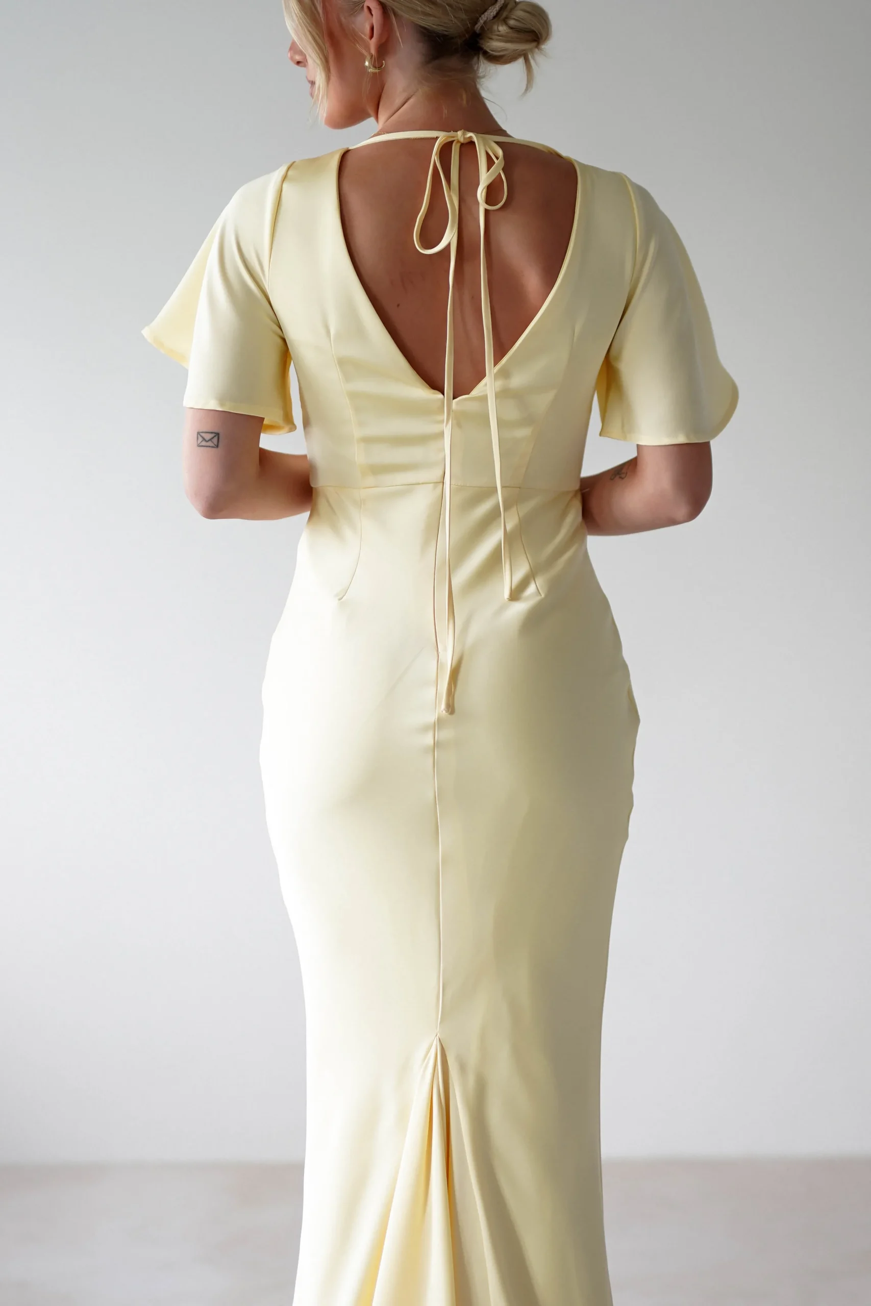 Olivia Soft Matte Satin Maxi Dress | Yellow