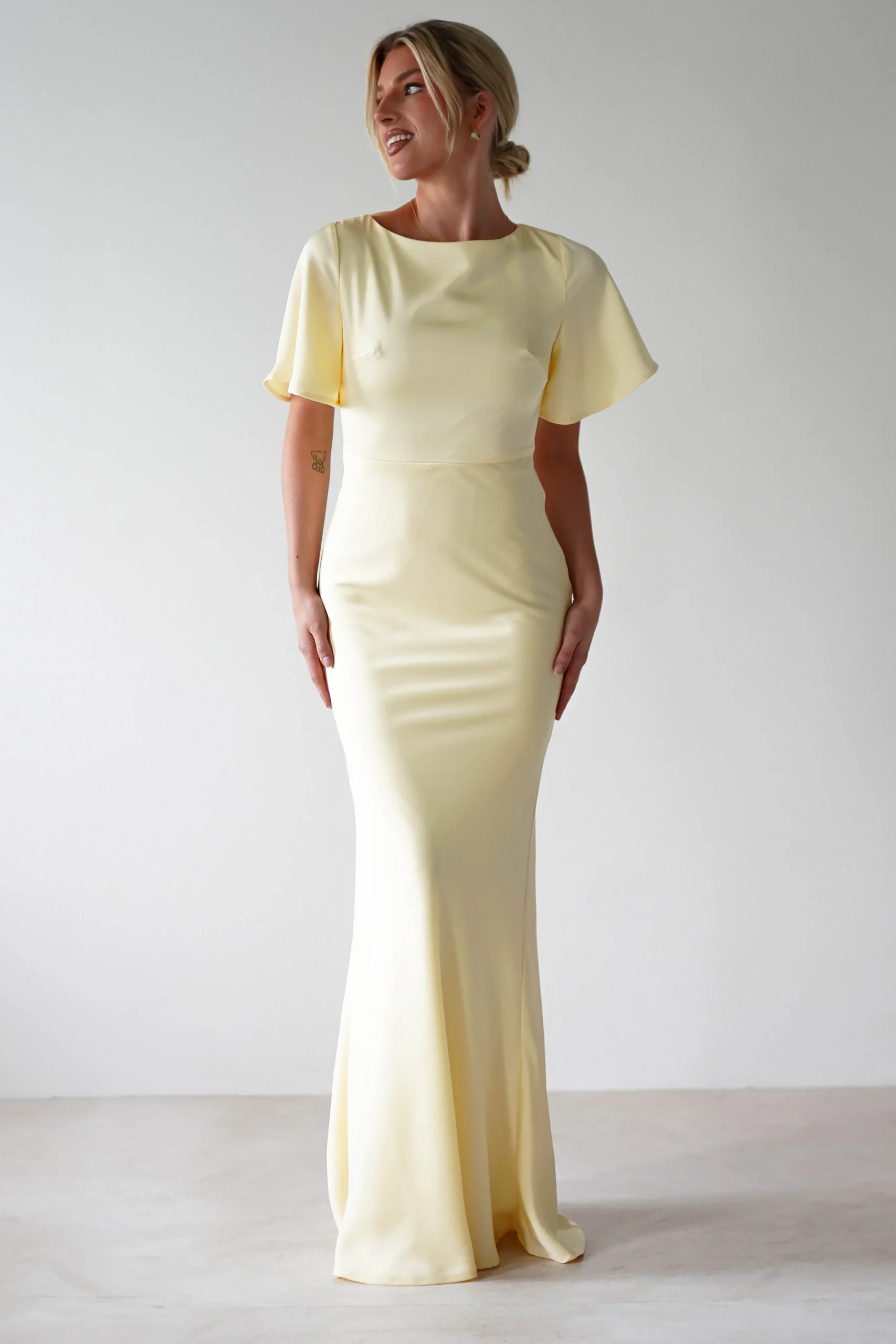 Olivia Soft Matte Satin Maxi Dress | Yellow