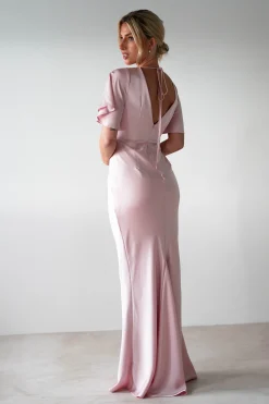 Olivia Soft Matte Satin Maxi Dress | Blush Pink
