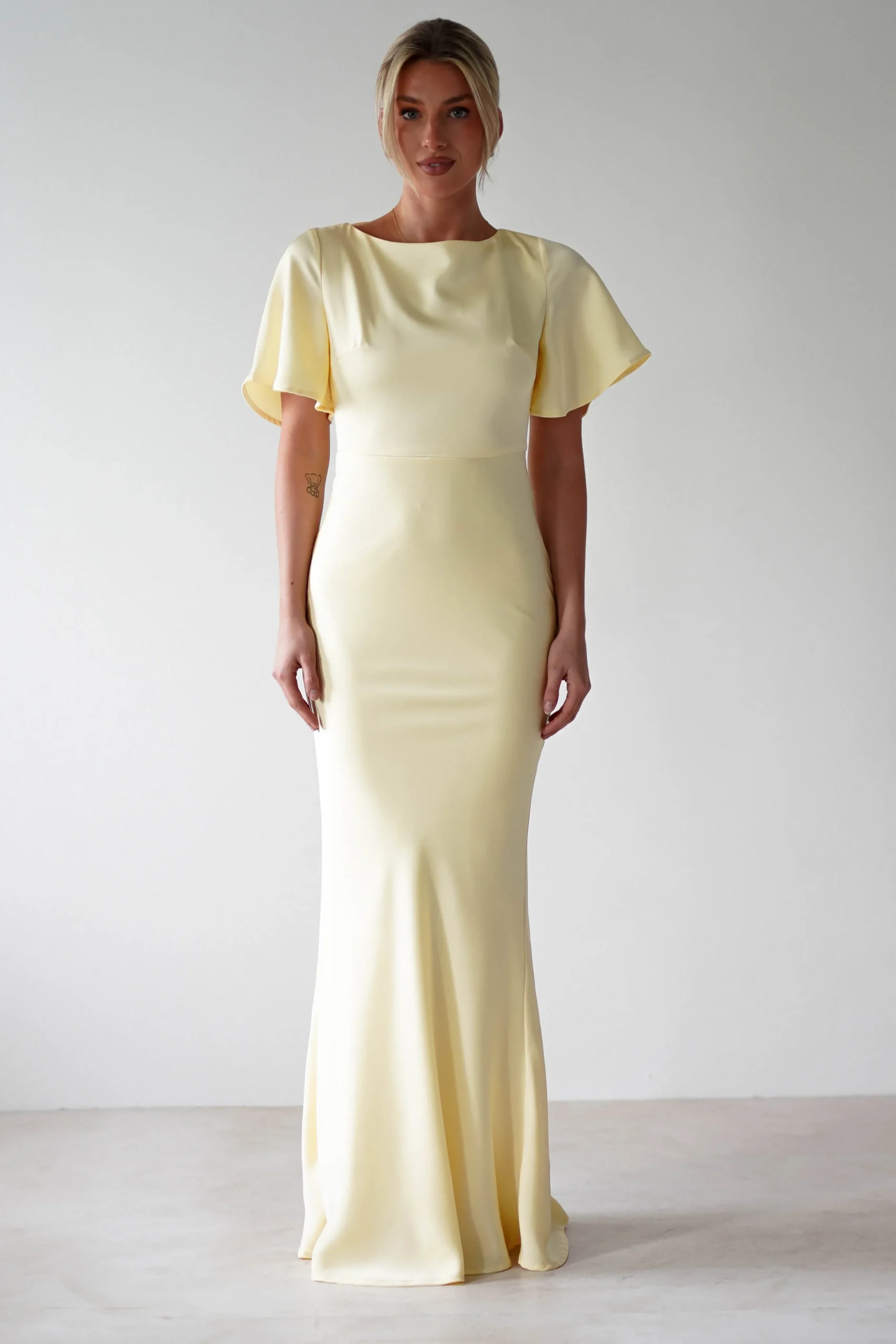 Olivia Soft Matte Satin Maxi Dress | Yellow
