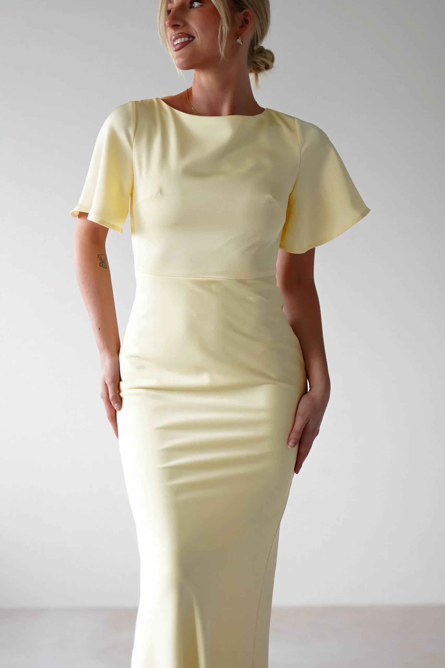 Olivia Soft Matte Satin Maxi Dress | Yellow