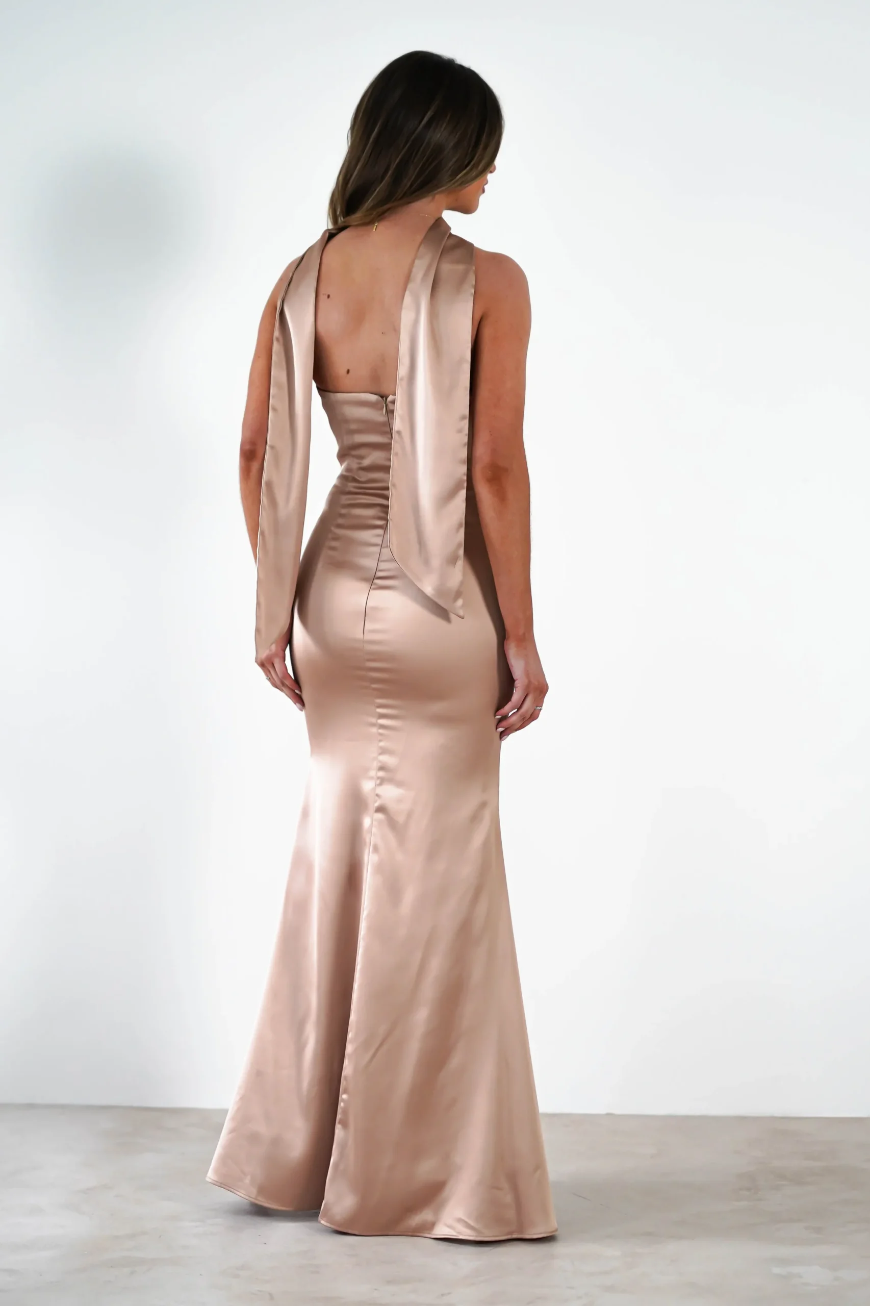 Orellia Satin Strapless Maxi Dress | Gold