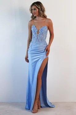 Perla Embellished Gown | Light Blue