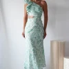 Pertunia Cut Out Midaxi Dress | Green Print