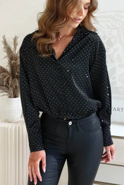 Peta Dimonte Sparkle Satin Blouse | Black
