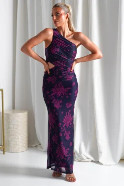 Petra Bodycon Printed Maxi Dress | Grape