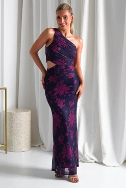 Petra Bodycon Printed Maxi Dress | Grape