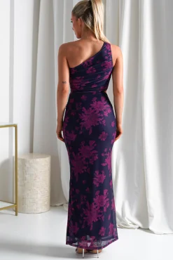 Petra Bodycon Printed Maxi Dress | Grape