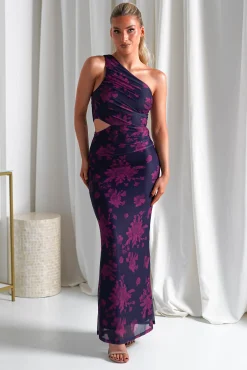 Petra Bodycon Printed Maxi Dress | Grape