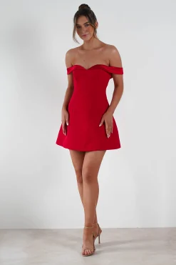 Petra Off the Shoulder Mini Dress | Red