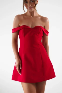 Petra Off the Shoulder Mini Dress | Red